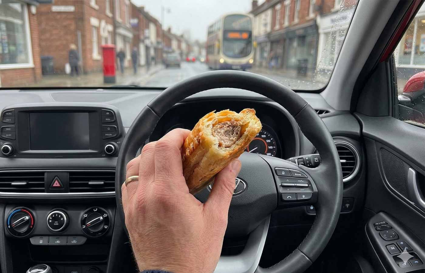 Sausage roll bakery breakfast on the go in the UK